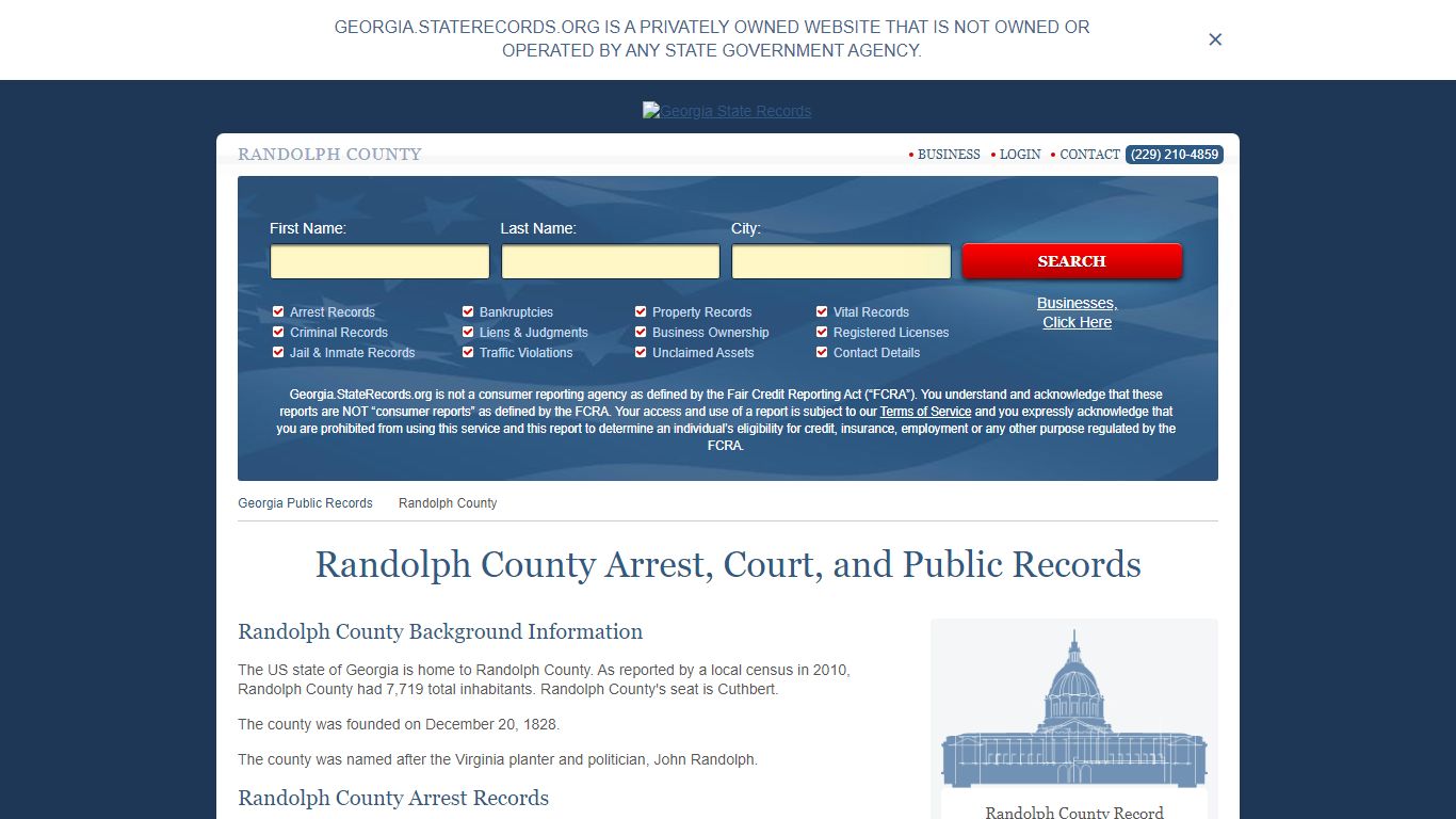 Randolph County Arrest, Court, and Public Records